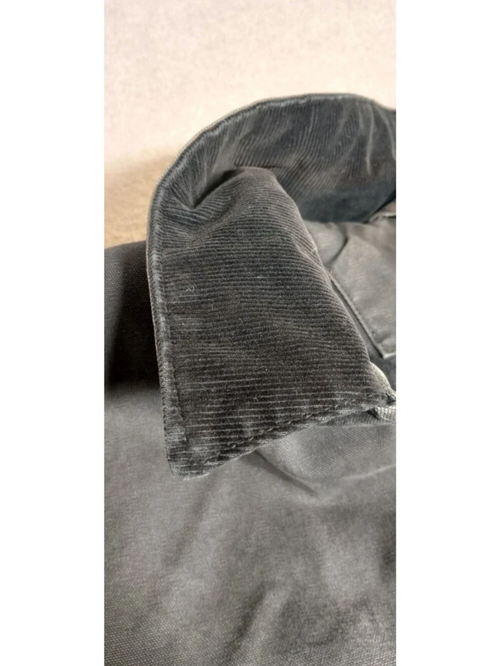 Vtg Carhartt Jacket 101228 BANGSTON Lined Men's Corduroy Collar Distressed Gray